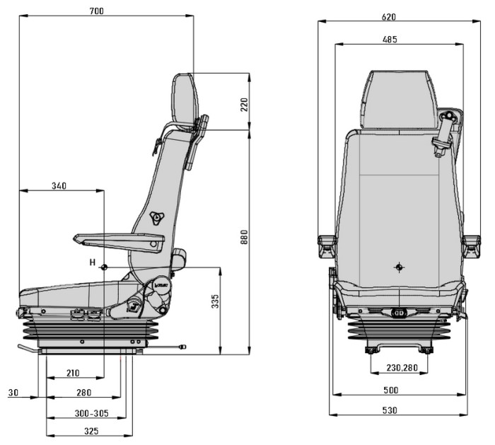 Кресло для Mercedes, MAN, DAF P1098ACB