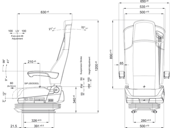 Кресло для Mercedes, MAN, DAF P1300 Xtreme Premium